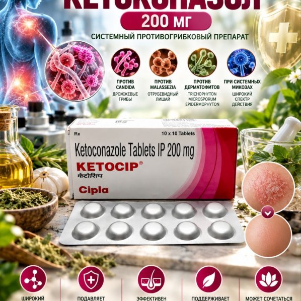 Ketocip (Кетоконазол 200мг) 10таблеток